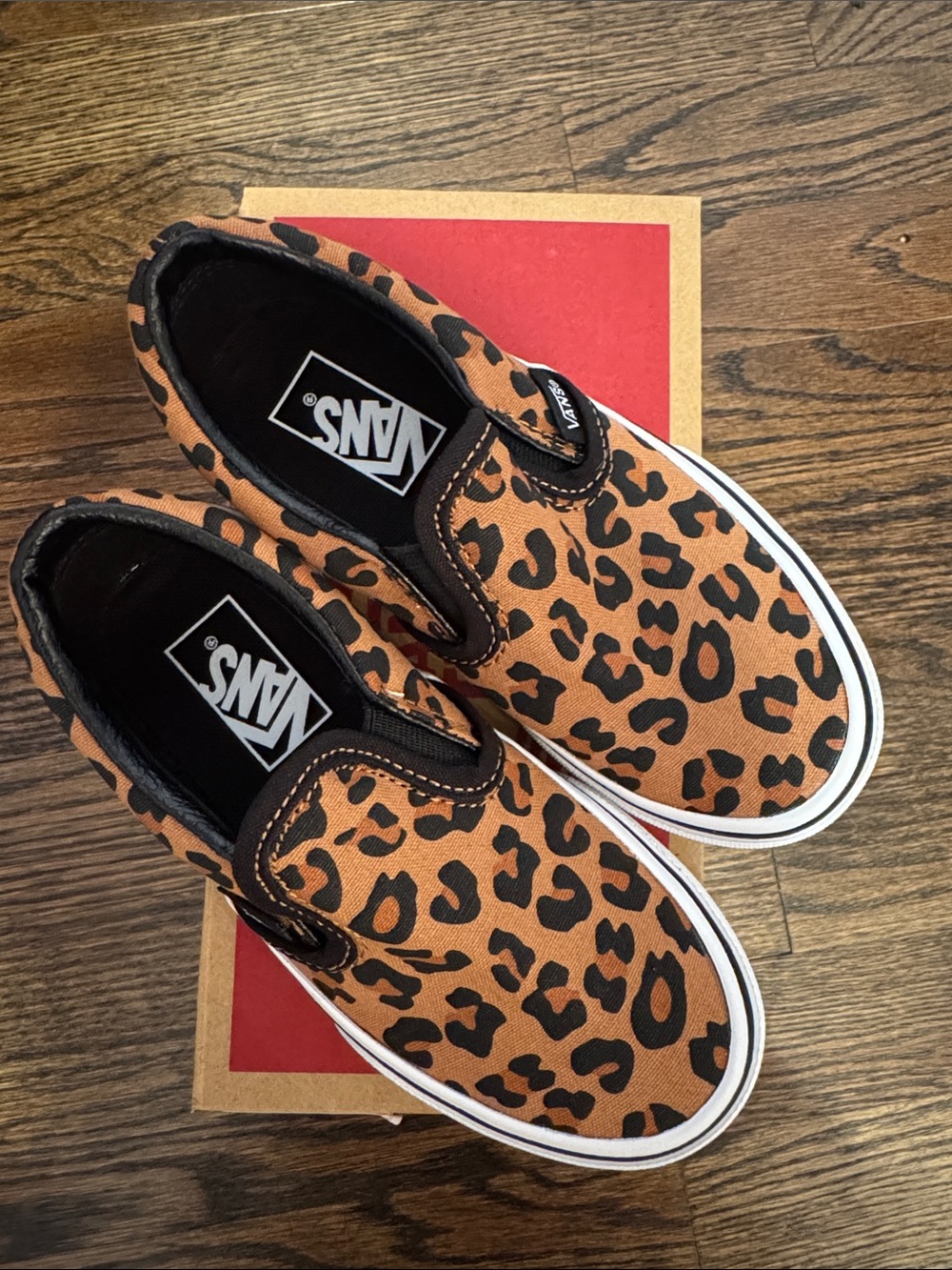 Vans Kids Slip-On Sneakers in Leopard Print Brown and Black